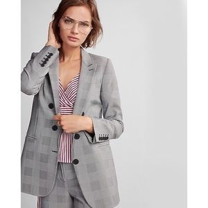 Express Oversized Grey Checked Blazer